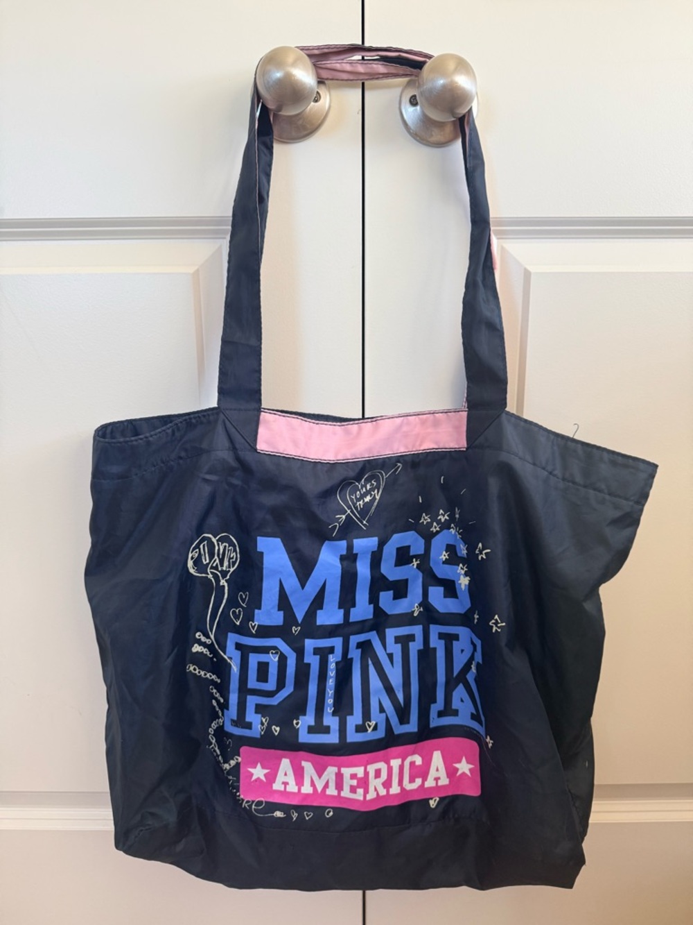 Victoria’s Secret PINK Navy and Pink Vintage Tote Bag